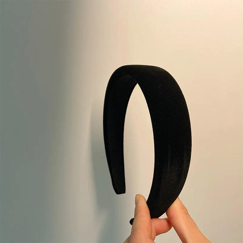 Winter Thick Black Headbands for Women Velvet Sponge Hairband Girls Wide Hair Bezel  Elasticity Padded Headwear Hair Accessories