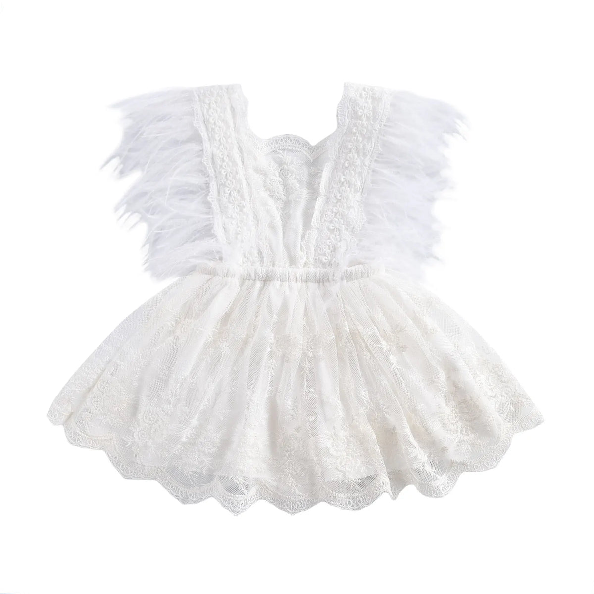 0-24M Infant Baby Girl Princess Rompers Ruffles Sleeveless Feather Tassel Sleeveless Backless Jumpsuit
