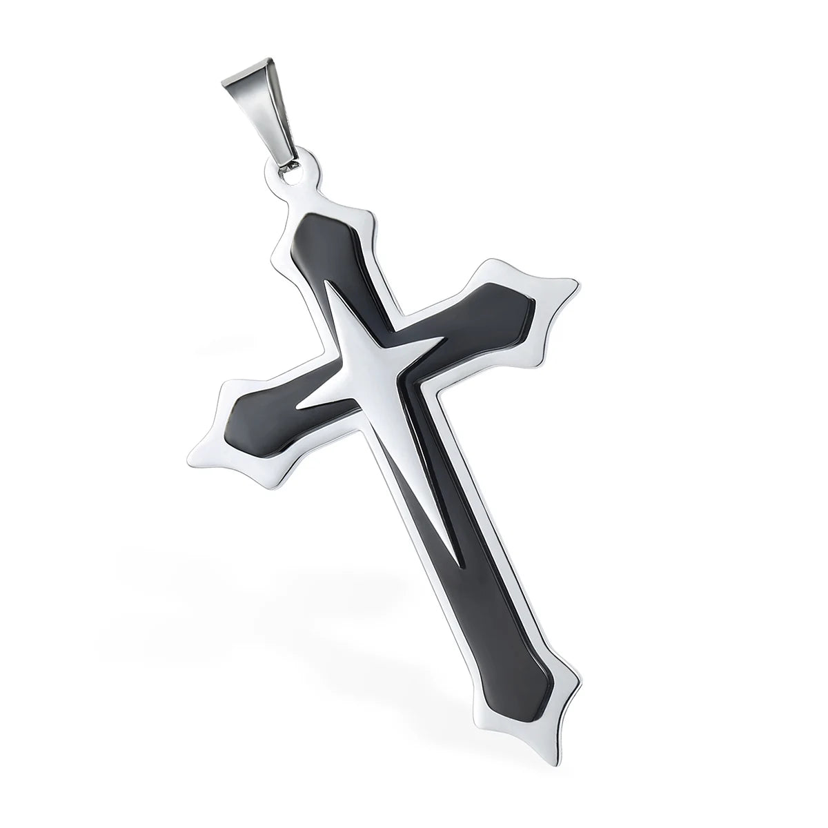 Dropshipping Cross Pendant Necklaces For Men Black Gold Color Silver Color Stainless Steel Charm Chain Male Hip Hop Jewelry KP52