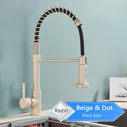 Rozin Matte Black Kitchen Faucet Deck Mounted Mixer Tap 360 Degree Rotation Stream Sprayer Nozzle Kitchen Sink Hot Cold Taps