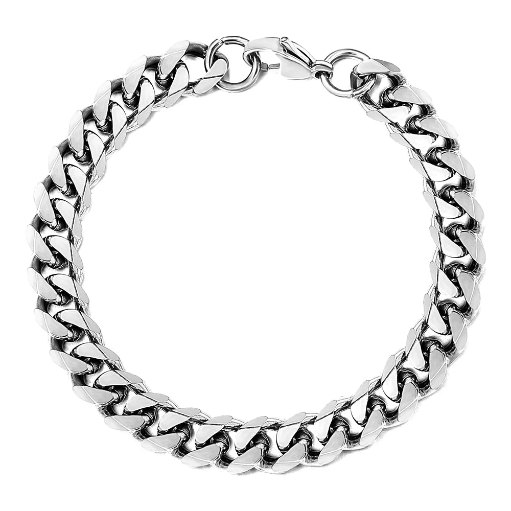 3-11MM Gold Color Stainless Steel Bracelets For Men Women Unisex Curb Cuban Link Chain Simple Wrist Jewelry Gifts