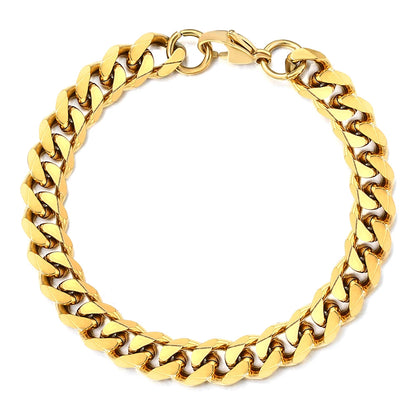 3-11MM Gold Color Stainless Steel Bracelets For Men Women Unisex Curb Cuban Link Chain Simple Wrist Jewelry Gifts