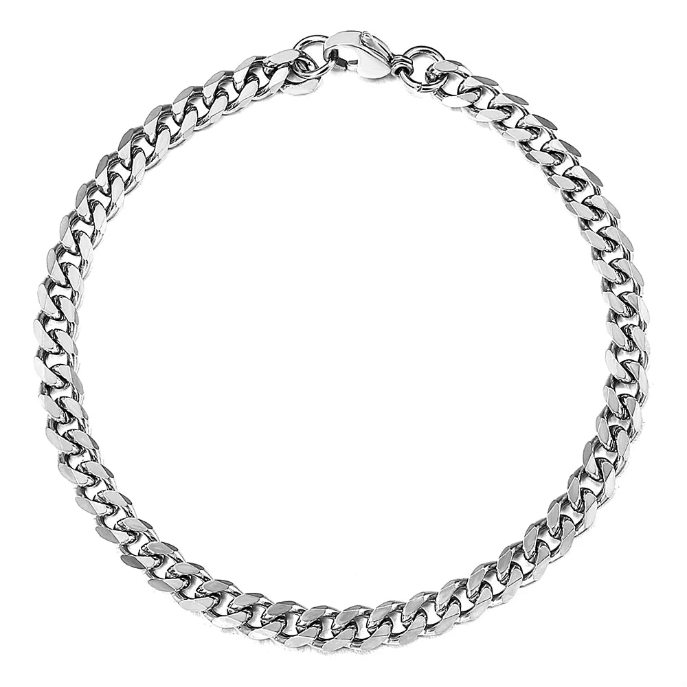 3-11MM Gold Color Stainless Steel Bracelets For Men Women Unisex Curb Cuban Link Chain Simple Wrist Jewelry Gifts