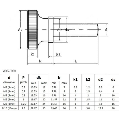 HZYUEGOU M3 M4 M5 M6 M8 M10 DIN464 GB834 Knurl High Step Head Hand Tighten Thumb Screw Curtain Wall Glass Lock Thumbscrew Adjust