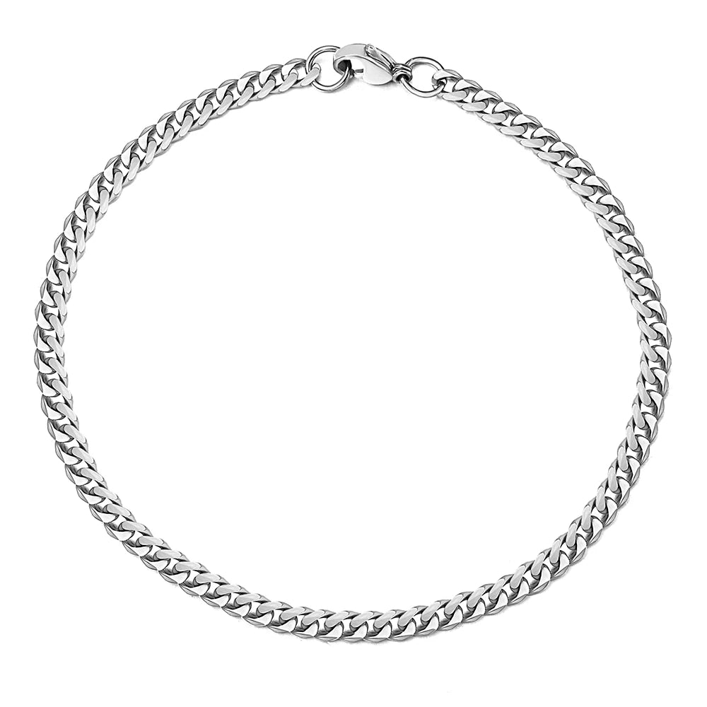 3-11MM Gold Color Stainless Steel Bracelets For Men Women Unisex Curb Cuban Link Chain Simple Wrist Jewelry Gifts