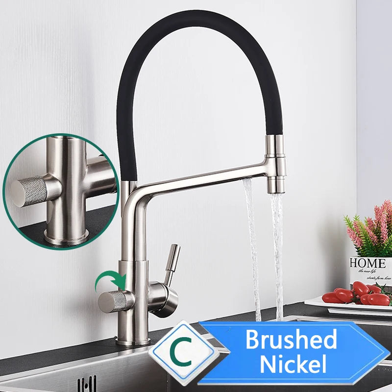 Rozin Purification Kitchen Faucets Black Pull Out Kitchen Water Filter Tap 3 Way Mixer torneira para cozinha de parede Crane