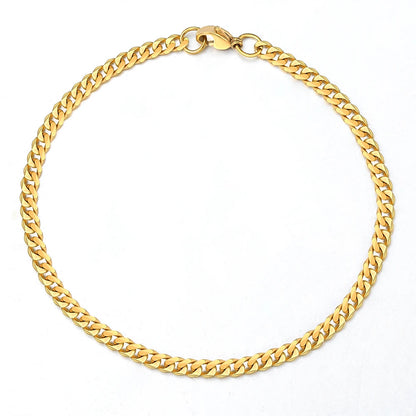 3-11MM Gold Color Stainless Steel Bracelets For Men Women Unisex Curb Cuban Link Chain Simple Wrist Jewelry Gifts