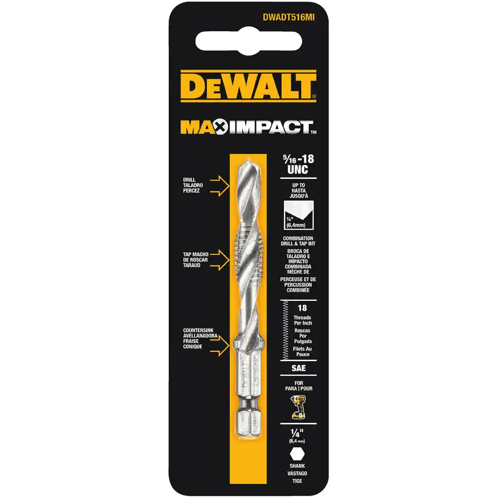 DEWALT  MAX IMPACT 5/16 in. - 18 in. Drill Tap Bit