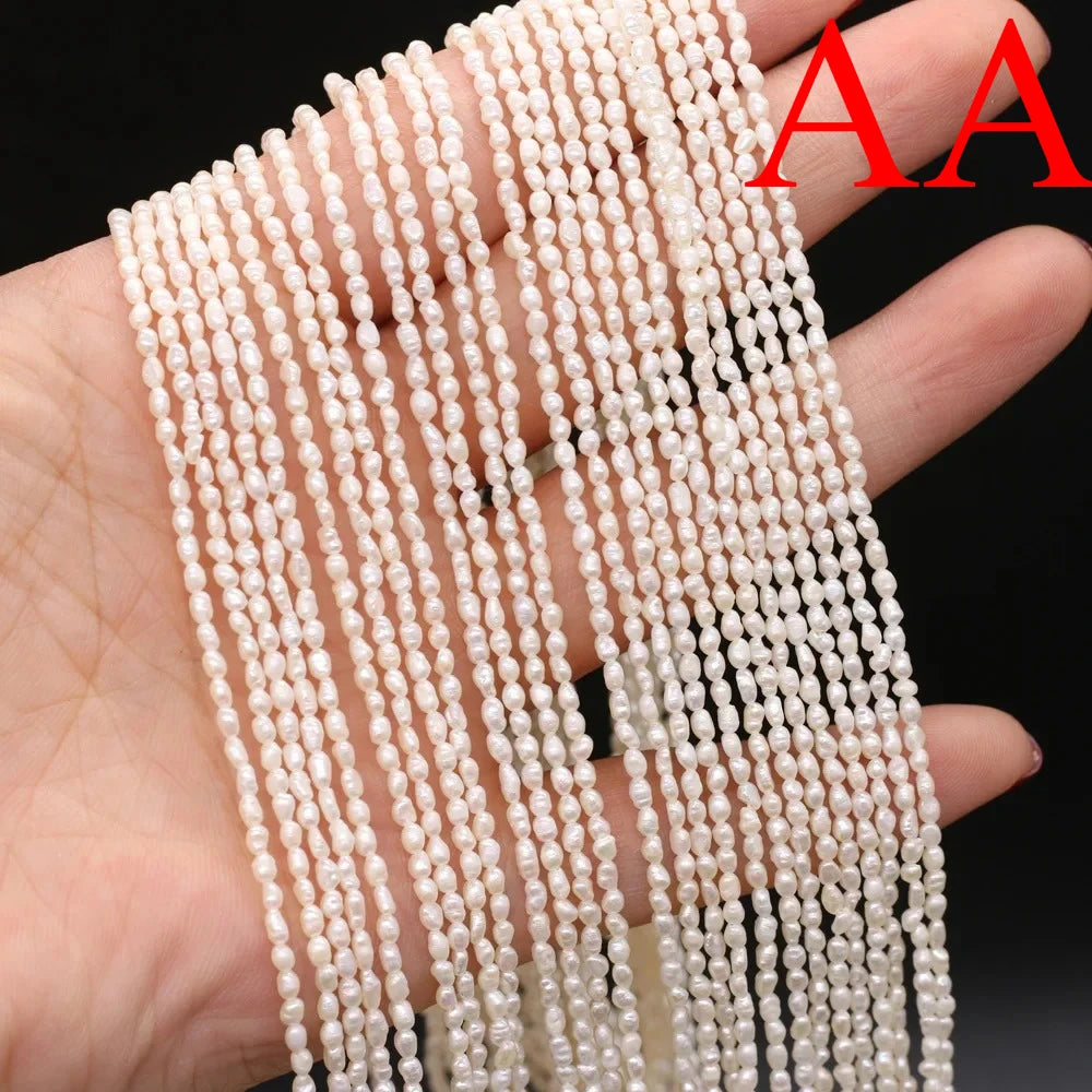 Natural Freshwater Pearl Beads Rice shape Loose isolation Beads For jewelry making DIY necklace bracelet accessories Size1.8-2mm
