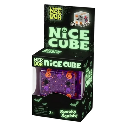 NeeDoh Holographic Ribbon Nice Cube Squishy Toy, Soft Fidget Squeeze Cube with Shiny Rainbow Streamer for Pressure Relief