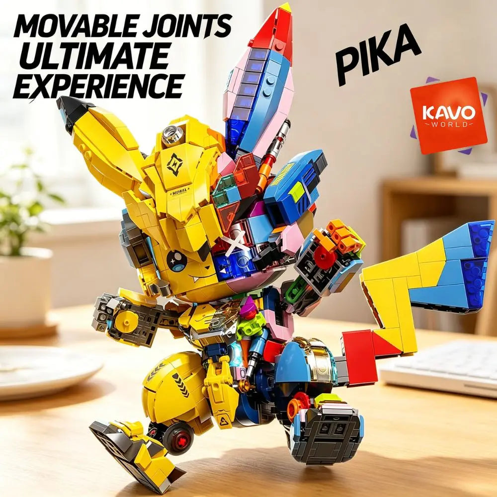 KAVOWORLD 1505PCS DIY Mecha Mouse Building Block Set Semi-Transparent Anime Disassembly Glow Light Up Bricks Mechanical Animal Figurine Display Model for Building Fans Construction Kit for Desk Shelf Decor Christmas Birthday