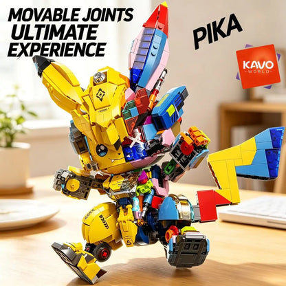KAVOWORLD 1505PCS DIY Mecha Mouse Building Block Set Semi-Transparent Anime Disassembly Glow Light Up Bricks Mechanical Animal Figurine Display Model for Building Fans Construction Kit for Desk Shelf Decor Christmas Birthday