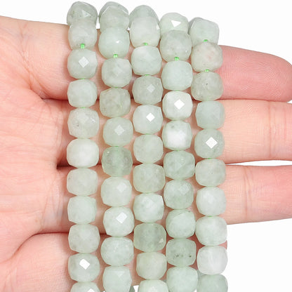 Natural Amethyst Beads 7-8mm Faceted Square Cube Geometric Shape Loose Beads for Jewelry Making Diy Accessories
