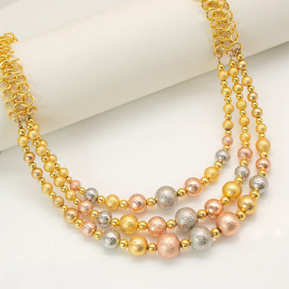 GZJPEI 4 Pcs/set 2026 Fashion Women Jewelry Set Multi Layer Three Tone Beads Jewelry Accessories For Lady Birthday Gifts
