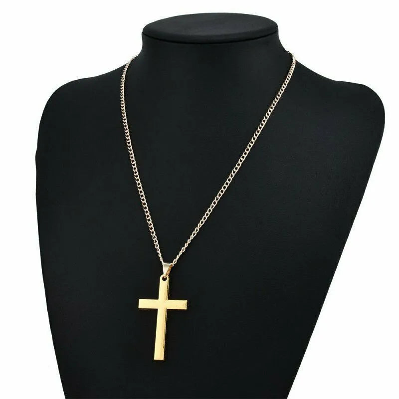 Classic Stainless Steel Cross Pendant Necklace for Women Men Link Chain Charm Necklace Cool Boys Girls Punk Hip Hop Jewelry Gift