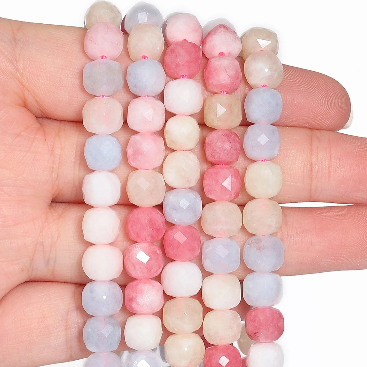 Natural Amethyst Beads 7-8mm Faceted Square Cube Geometric Shape Loose Beads for Jewelry Making Diy Accessories