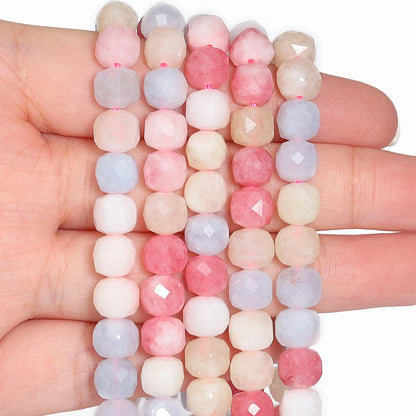 Natural Amethyst Beads 7-8mm Faceted Square Cube Geometric Shape Loose Beads for Jewelry Making Diy Accessories