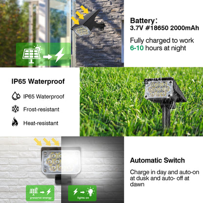 2PCS Solar Power Light Adjustable Light Temperature Solar Garden Light outdoor IP65 Solar Lamp Super Bright Solar Spotlight