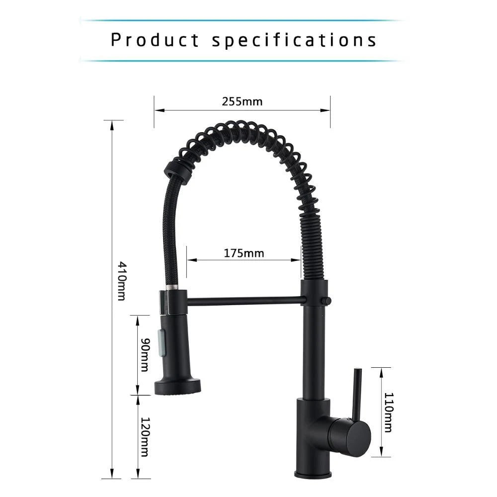 Rozin Matte Black Kitchen Faucet Deck Mounted Mixer Tap 360 Degree Rotation Stream Sprayer Nozzle Kitchen Sink Hot Cold Taps