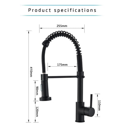 Rozin Matte Black Kitchen Faucet Deck Mounted Mixer Tap 360 Degree Rotation Stream Sprayer Nozzle Kitchen Sink Hot Cold Taps