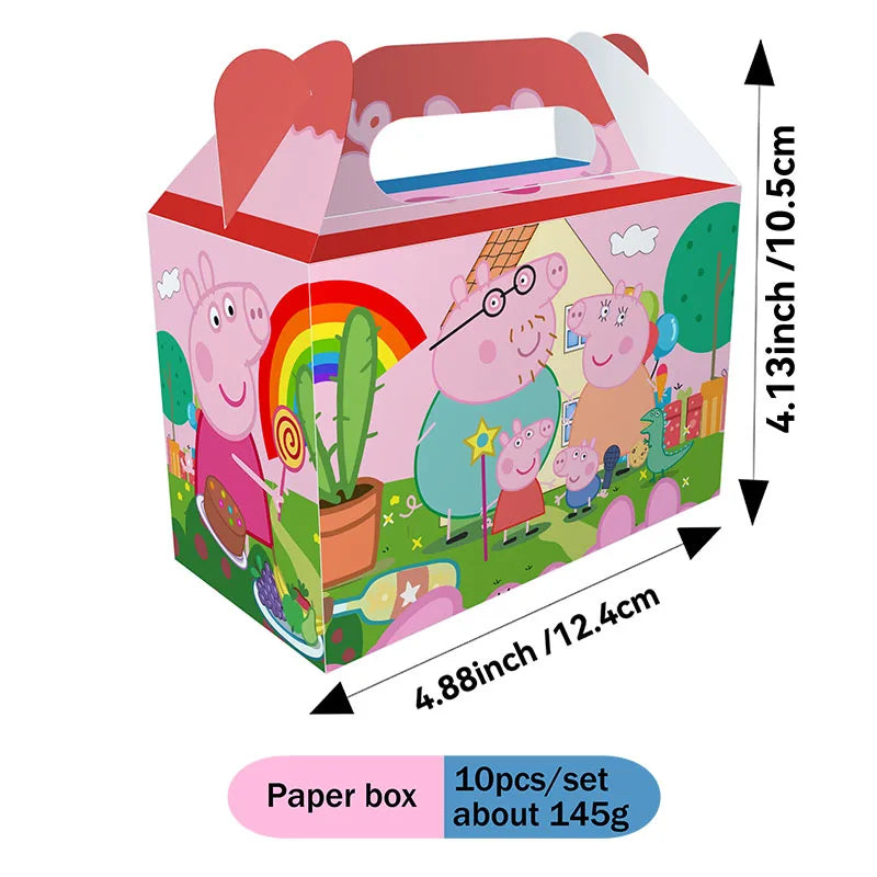 Peppa Pig Theme Party Supplies Tableware Cup Plate Straw Napkins Spiral Honeycomb Paper boxe Background Girls Birthday Decorate