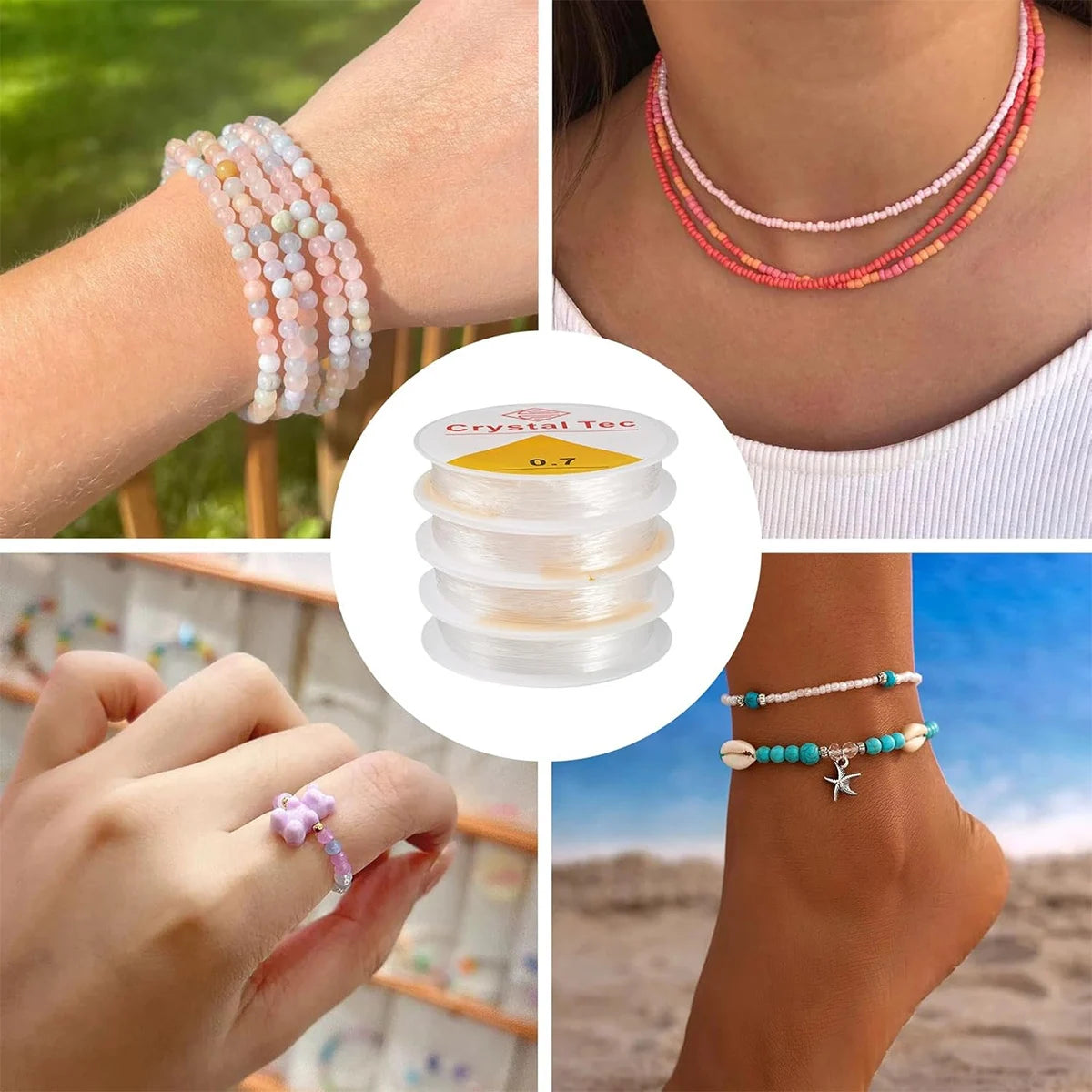 0.4-1.0mm Strong Crystal Elastic String, High Resilience Clear Stretch Cord for Bracelet Jewelry Making DIY Beading Thread