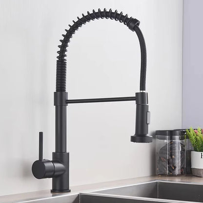 Brushed Nickel Kitchen Faucet Sink Faucet One Handle Spring Hot and Cold Water Tap Deck Mounted  Stream Sprayer Stainless Steel