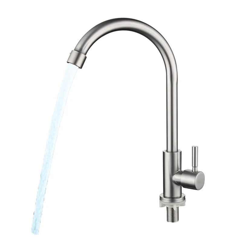 Single cold stainless steel kitchen faucet, sink, vegetable washbasin, rotating faucet