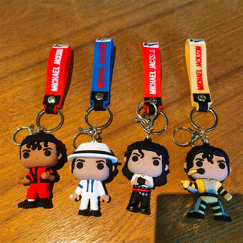 Michael Jackson Figure Keychain Classic Music Idol Pendant Mini Doll Keyring Fans Collectible Key Chain Gift