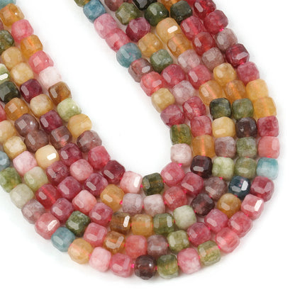Faceted Natural Tourmaline 5mm Square Cube Shape Beads for Jewelry Making Diy Bracelet Necklace Beading Accessories
