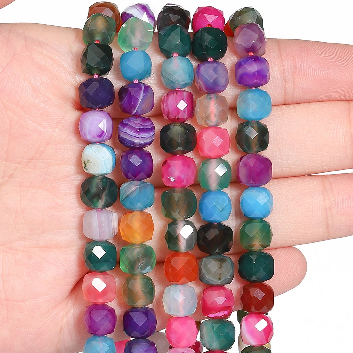 Natural Amethyst Beads 7-8mm Faceted Square Cube Geometric Shape Loose Beads for Jewelry Making Diy Accessories