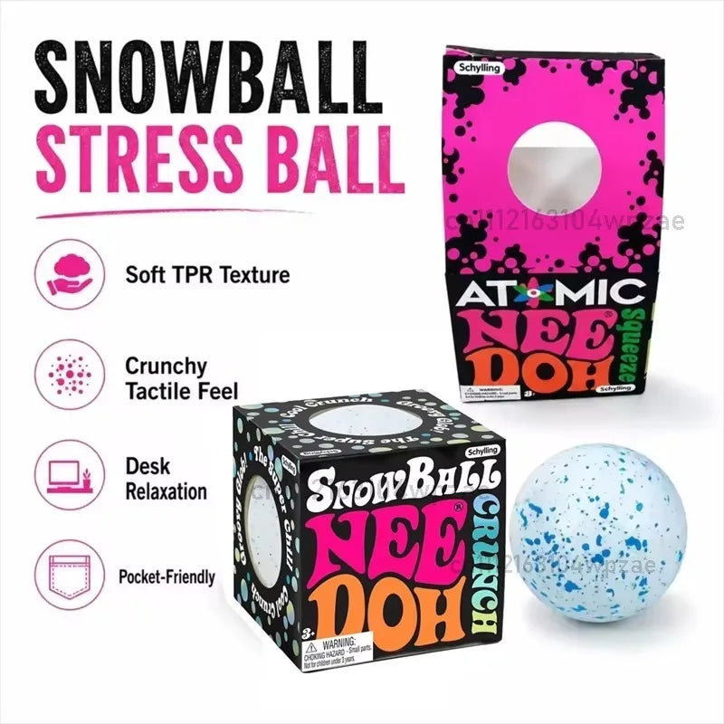 NeeDoh Snow Ball Crunch Stress Ball, Quick Rebound Flour‑Filled Non‑Toxic Sensory Toy, Anxiety Relief Fidget Toy For Autism