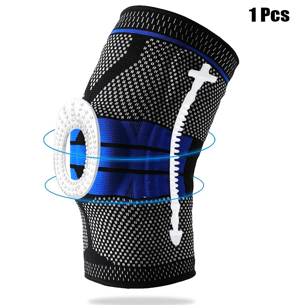 Silicone Padded Knee Pads Supports Brace Basketball Fitness Meniscus Patella Protection Kneepads Sports Safety Knee Sleeves