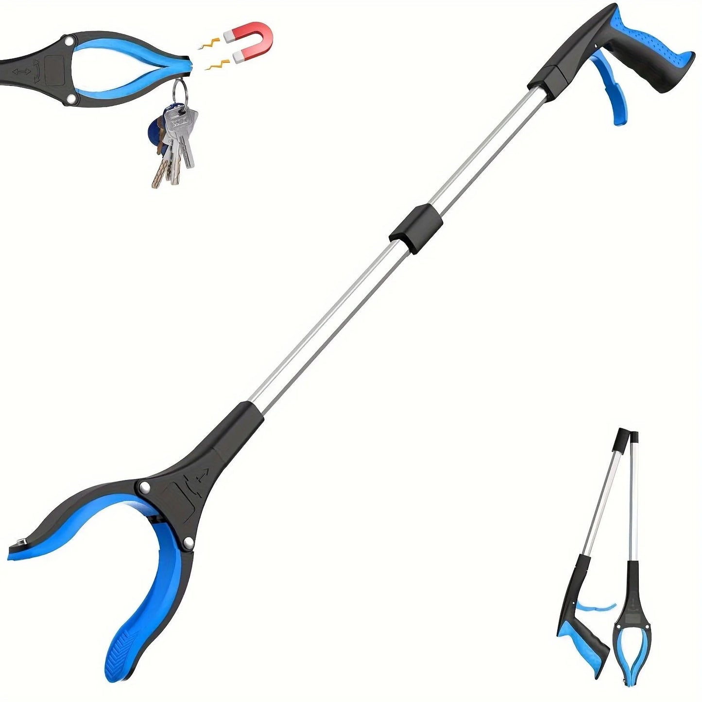 32-Inch Heavy Duty Garbage Grabber with 360° Rotating Clamp - Lightweight, Ideal for Seniors & Outdoor Use, laugage foldable