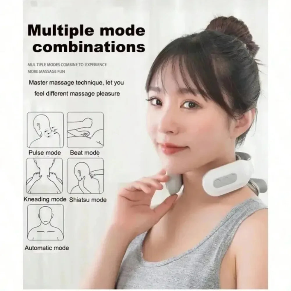 Four heads Adjustable USB Charging Neck Massager Heating Function Breathing Light For Neck Pain Relief And Relaxation