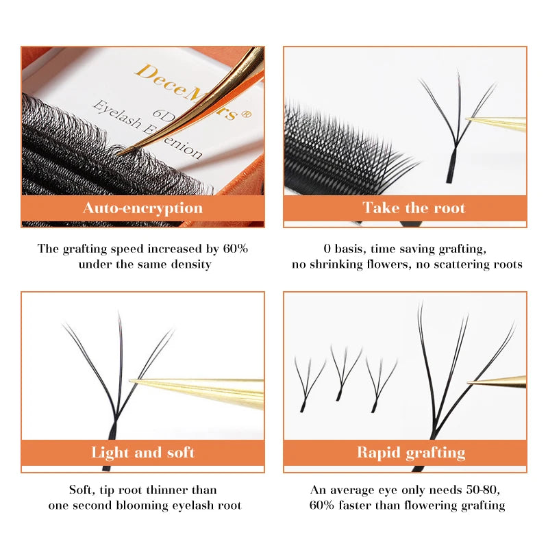 DeceMars 6D-W Shaped Eyelash Extension (12line/Tray)
