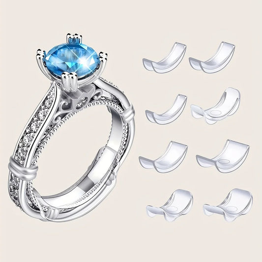Resin Ring Size Adjuster Set - 8pcs Invisible Ring Sizer for Loose Rings - Multiple Finger Sizes,