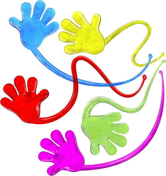 50/100PCS Glitter Sticky Hands for Kids Mini Stretchy Slap Hands Toys Little Hands Sticky Hands for Party Favors Birthday Gifts