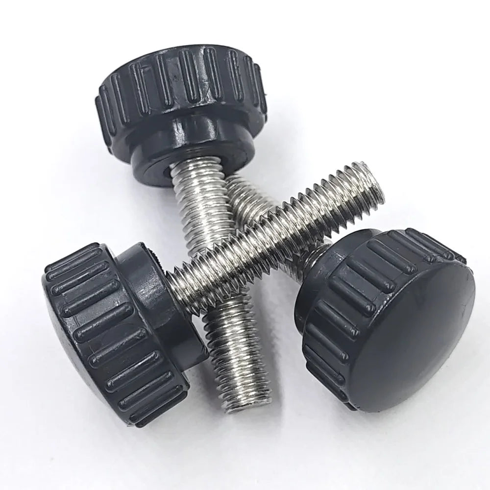 M3 M4 M5 M6 M8 Round Head Handle Hand Screw Round Knurled Rubber Thumb Screw Plastic Tighten Bolt Nuts Knob 304 Stainless Steel