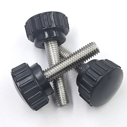 M3 M4 M5 M6 M8 Round Head Handle Hand Screw Round Knurled Rubber Thumb Screw Plastic Tighten Bolt Nuts Knob 304 Stainless Steel