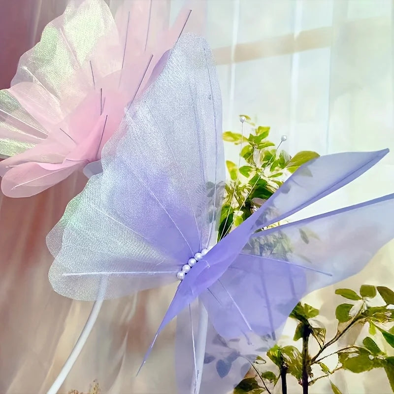 50cm Simulation Butterfly 3D Outdoor Shopping Mall Wedding Festival Decoration Hollow Large Hanging Gauze Big Fake Butterfly