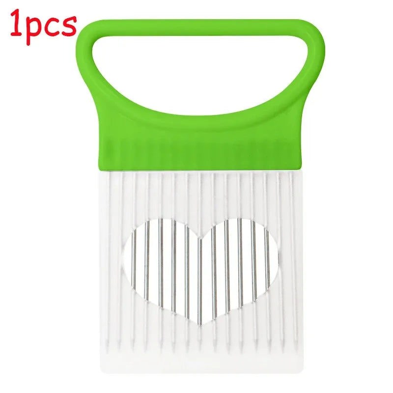 Stainless Steel Onion Cutter Holder Food Slicers Assistant Tomato Onion Slicer Holder Vegetables Cutting Fork Kitchen Gadgets