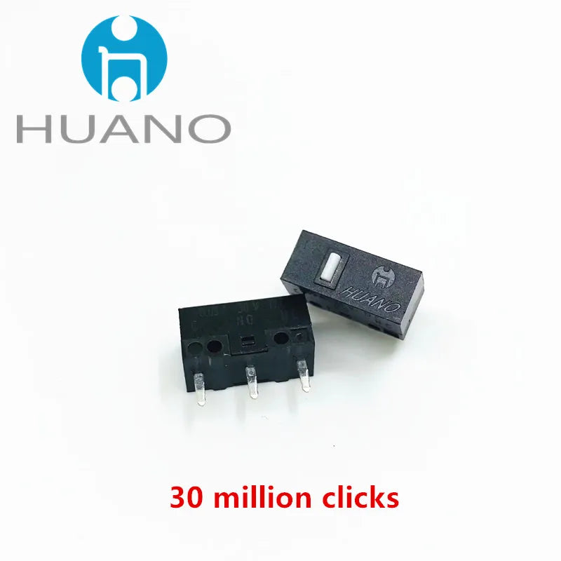 2Pcs New product HUANO Black Blue Transparent Shell Mute Mouse Micro Switch 10M 30M 60M 80M 100 million Mouse maintenance button