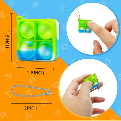 10-50pcs Mini Pop Keychain Toddler Sensory Fidget Toys Bulk Classroom Prizes Kids Birthday Party Favors Wedding Gift for Guests
