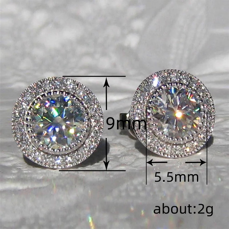 Huitan Delicate Small Round Stud Earrings Women with Shiny Cubic Zirconia Simple Versatile Accessories for Teens Fashion Jewelry