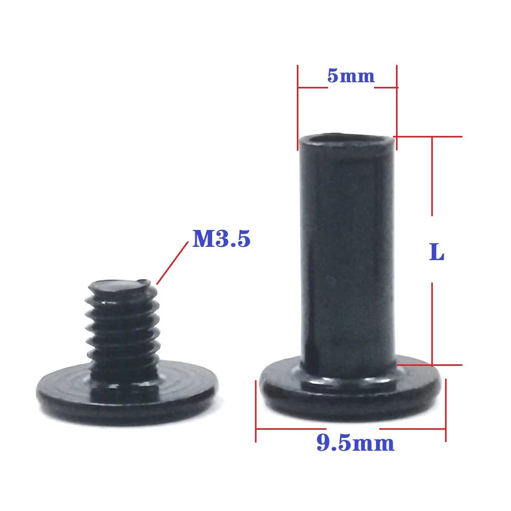 50sets M5*4/5/6/8/10/12/15/18/20/25/30 Black Plated Account Books Screw , Snap Rivet Chicago Screws, Book Butt Binding Nails