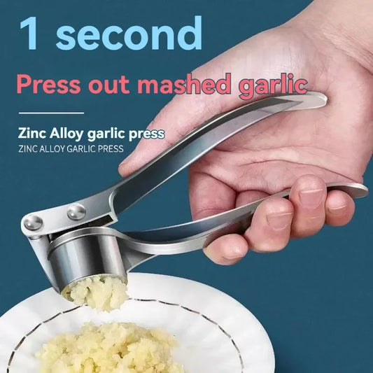 Garlic Press Zinc Alloy & Stainless Steel Anti-Skid Thickened Garlic Clip, Multifunctional Manual Pull Garlic Mincer, Handheld Garlic Squeezer for Kitchen Cooking