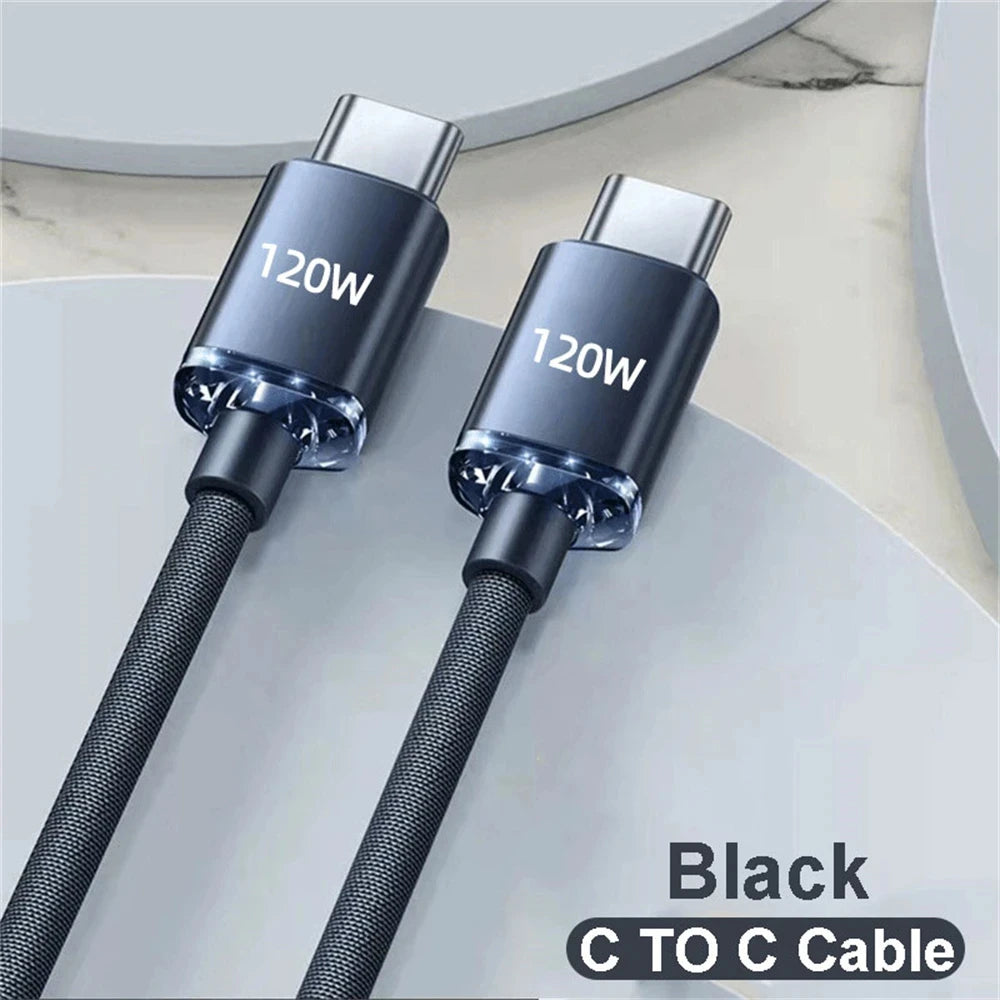 NNBILI 120W 6A Fast Charge USB Type C Quick Charge Cable For Samsung S23 Xiaomi 14 Huawei Phone Fast Charging Cable Data Cables