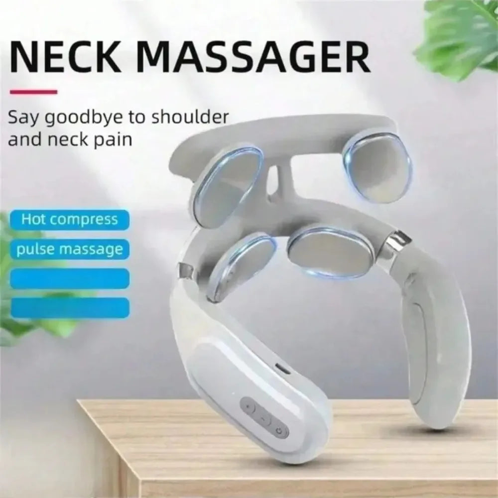Four heads Adjustable USB Charging Neck Massager Heating Function Breathing Light For Neck Pain Relief And Relaxation