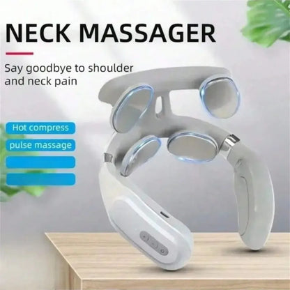 Four heads Adjustable USB Charging Neck Massager Heating Function Breathing Light For Neck Pain Relief And Relaxation